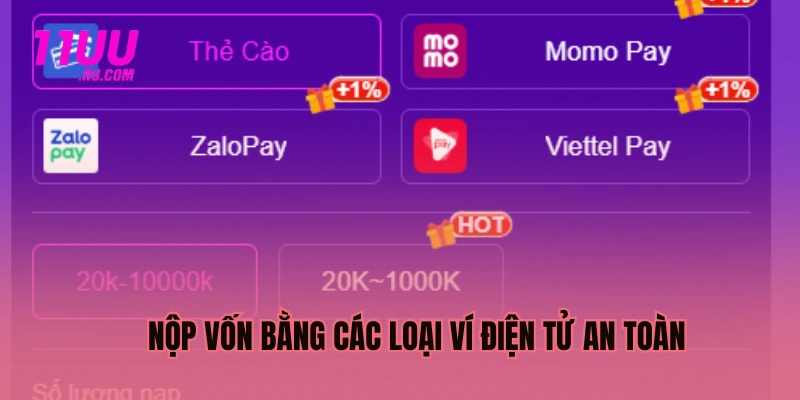 Nộp vốn bằng các loại ví điện tử an toàn